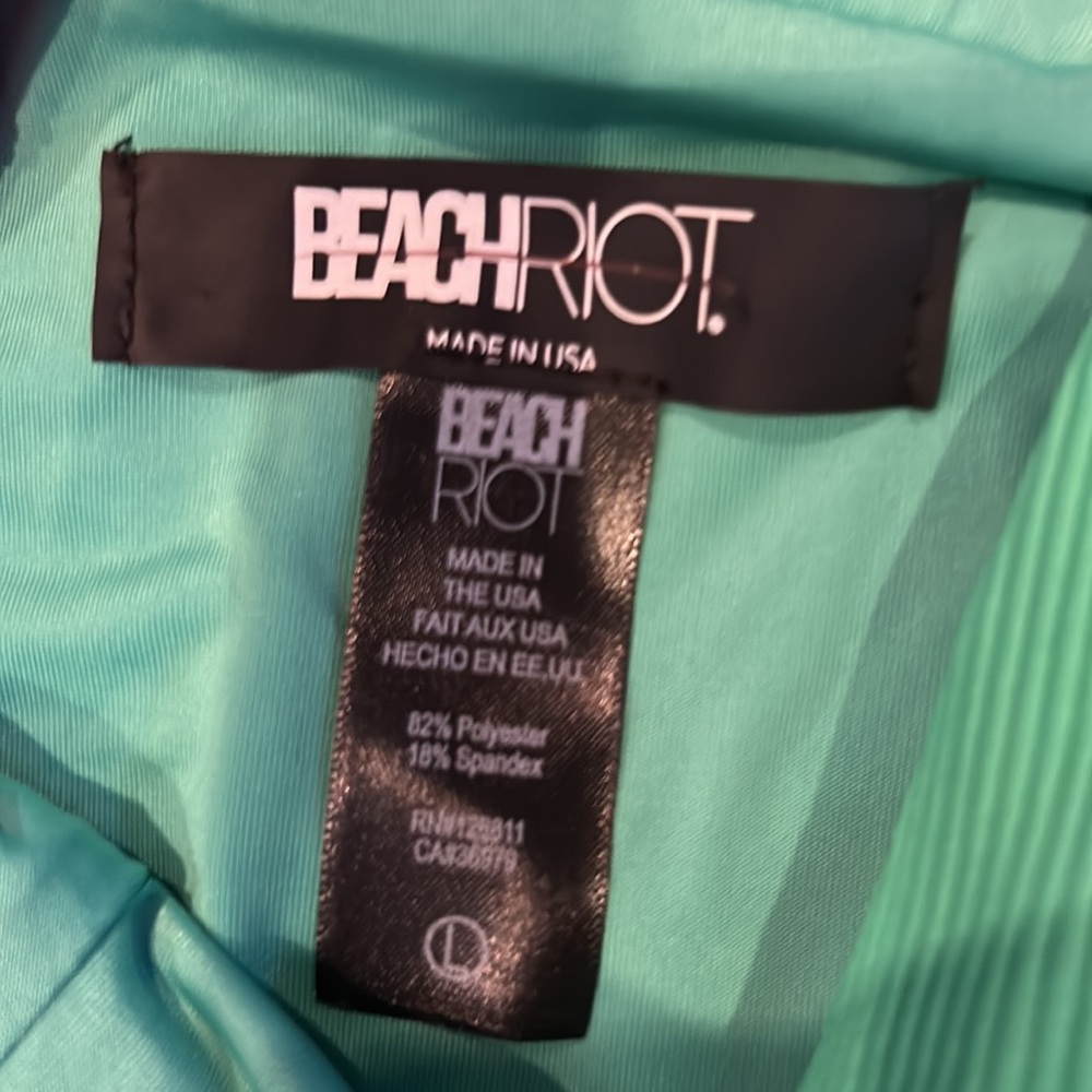 NWOT BEACHRIOT nina one piece colorblock one shoulder Pink and Green swimsuit - Picture 9 of 9